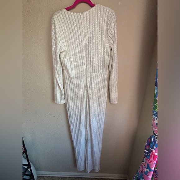 Lulus White Sequin Love Lasts Forever Sequin Wrap Style Maxi Dress XL - Picture 8 of 12